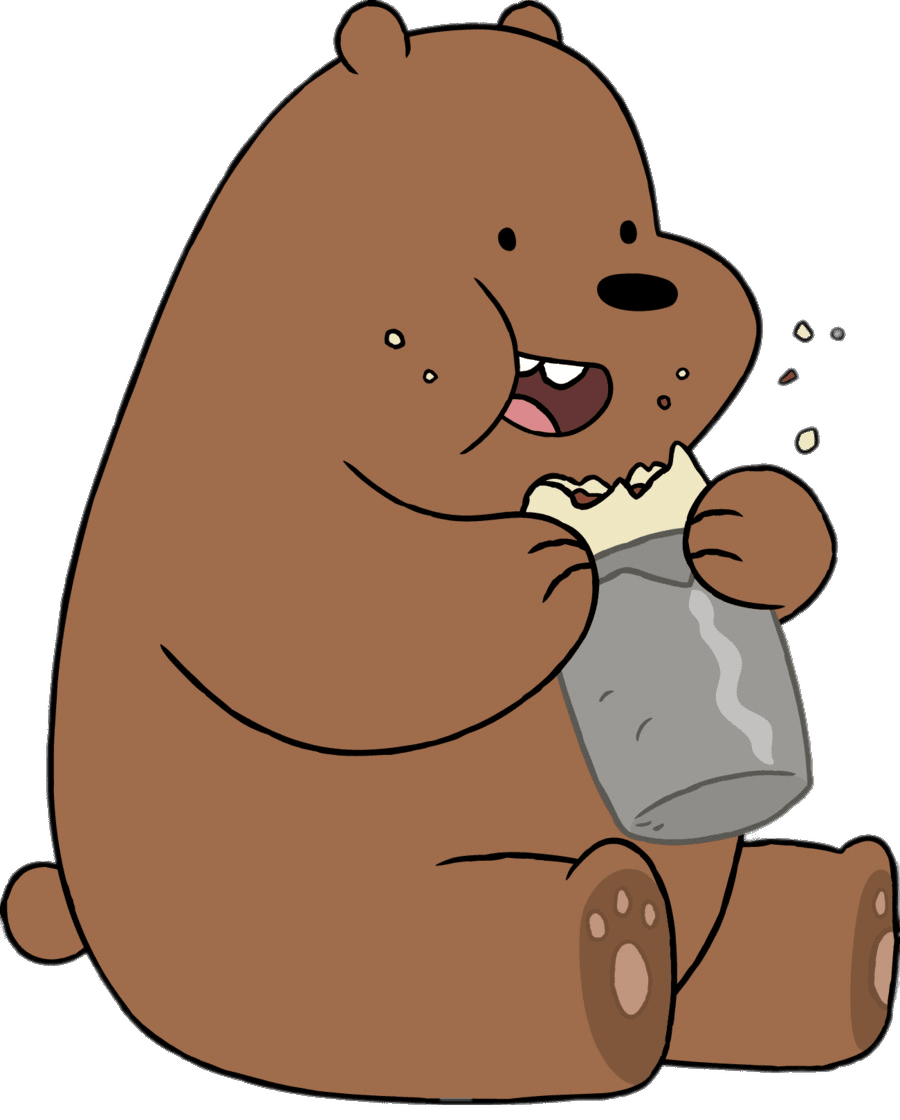 Grizzly bear eating stic clipart image