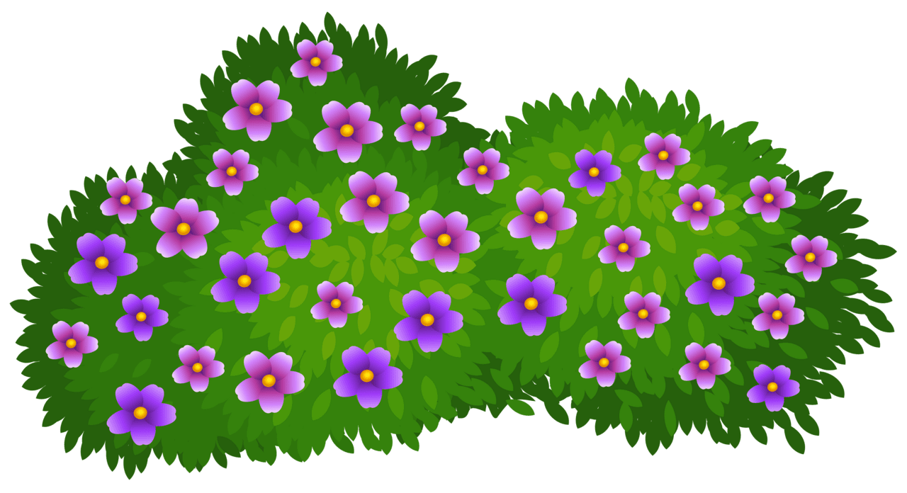 Spring green bush with flowers clipart image