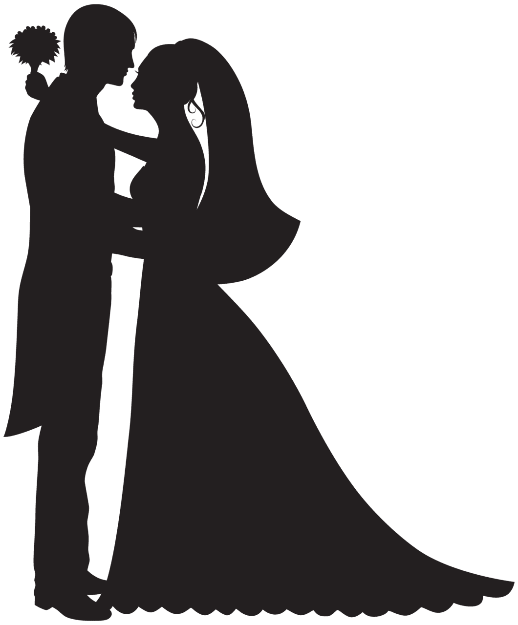 Groom and bride clipart best summer silhouette wedding photo