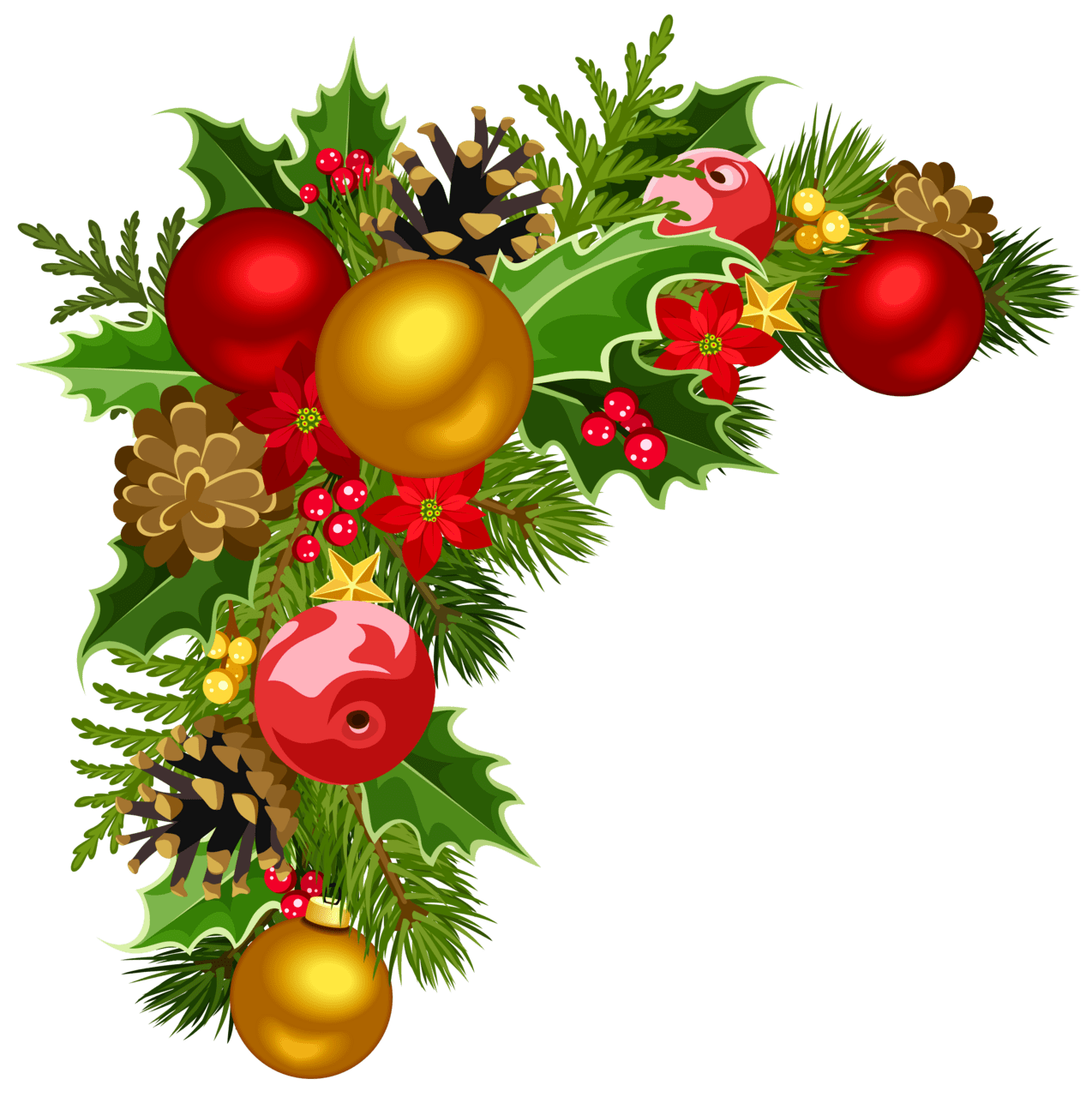 Christmas ornament deco corner with tree decorations clipart image