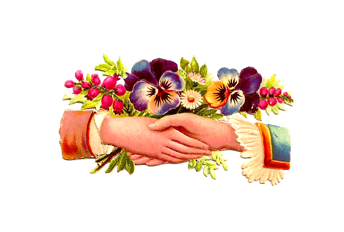 Wedding flower clipart victorian pansy and double hand whimsy background