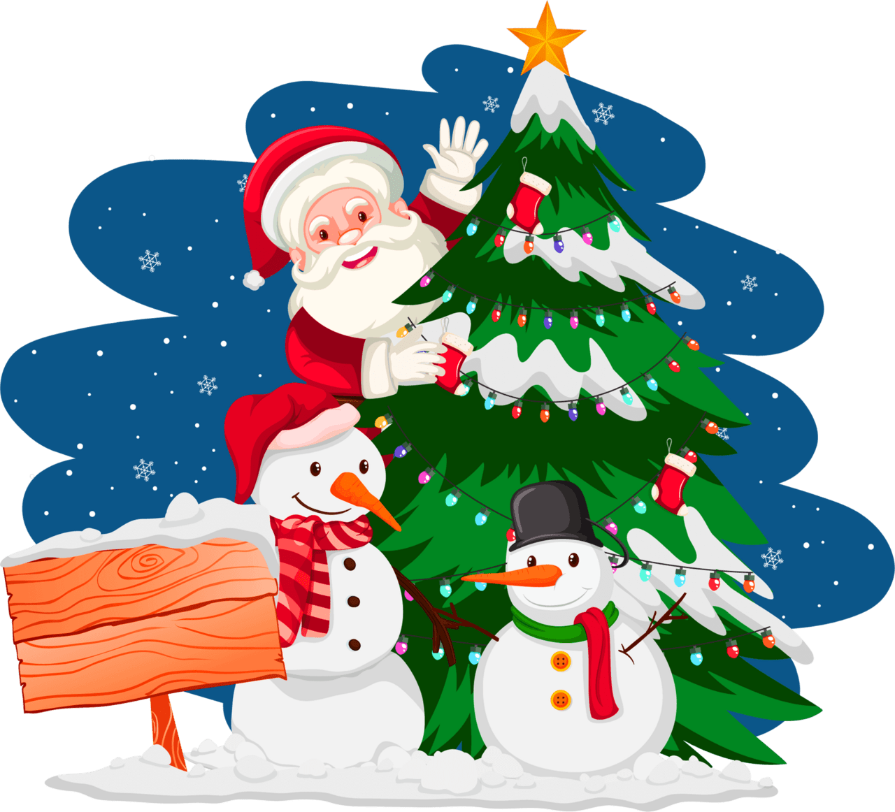 Christmas ornament clipart santa snow man tree design vector image