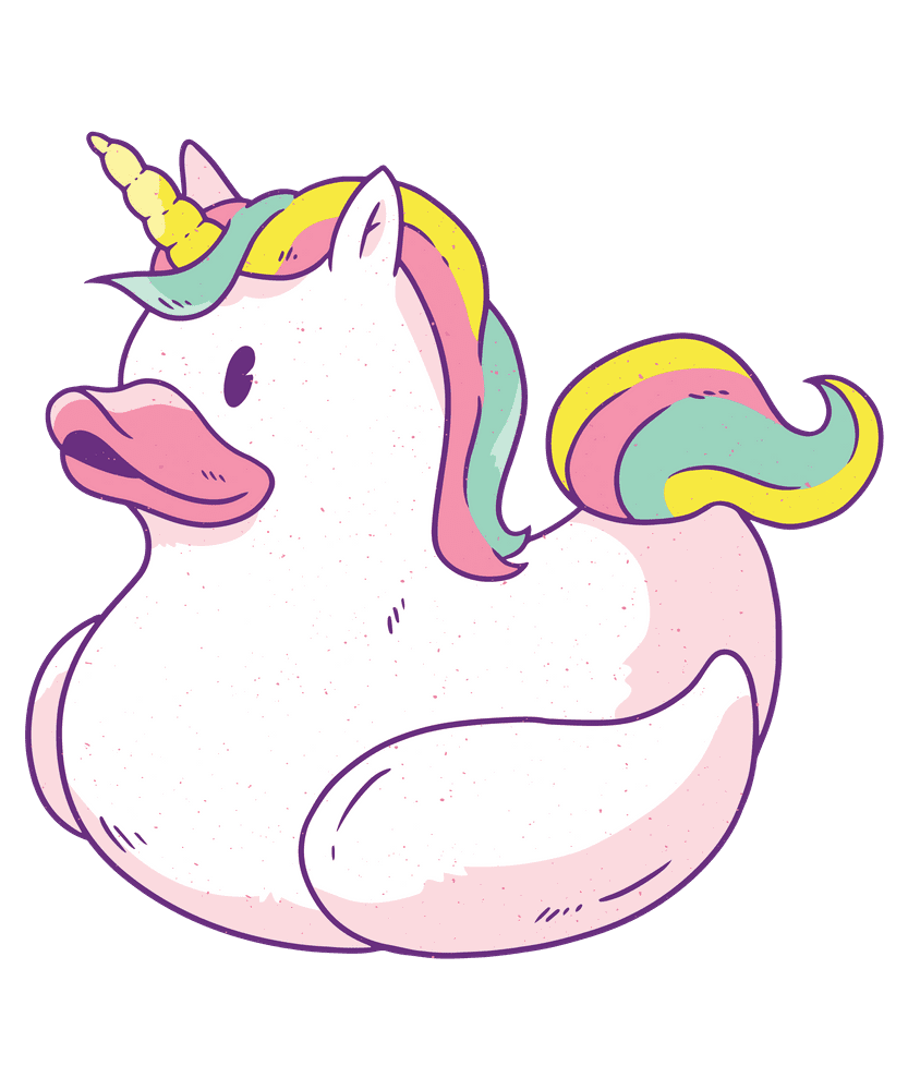 Unicorn rubber duck art print by angelandspot clipart background
