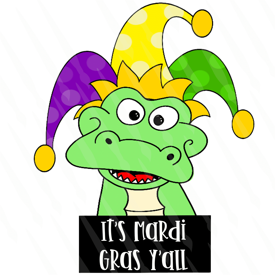 Mardi gras alligator template digital cut clipart free
