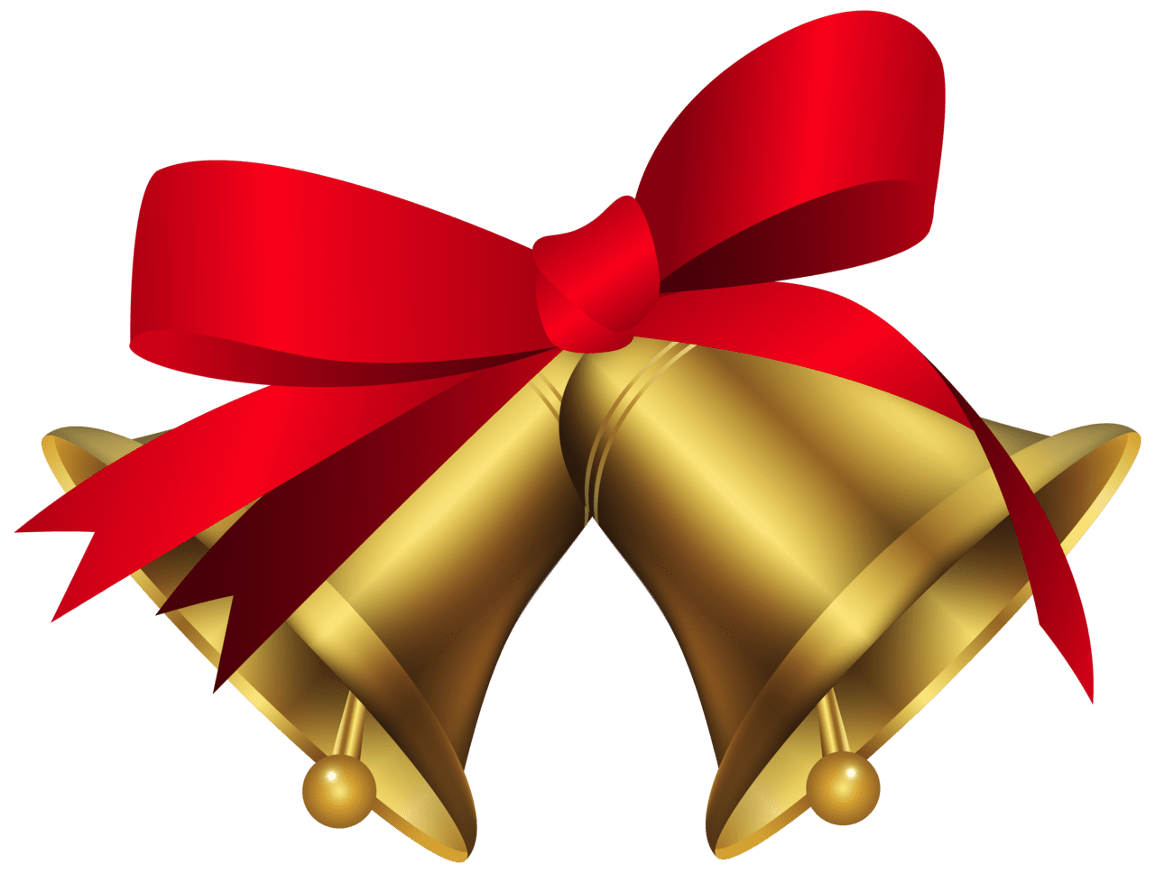 Christmas bells with red bow clipart image