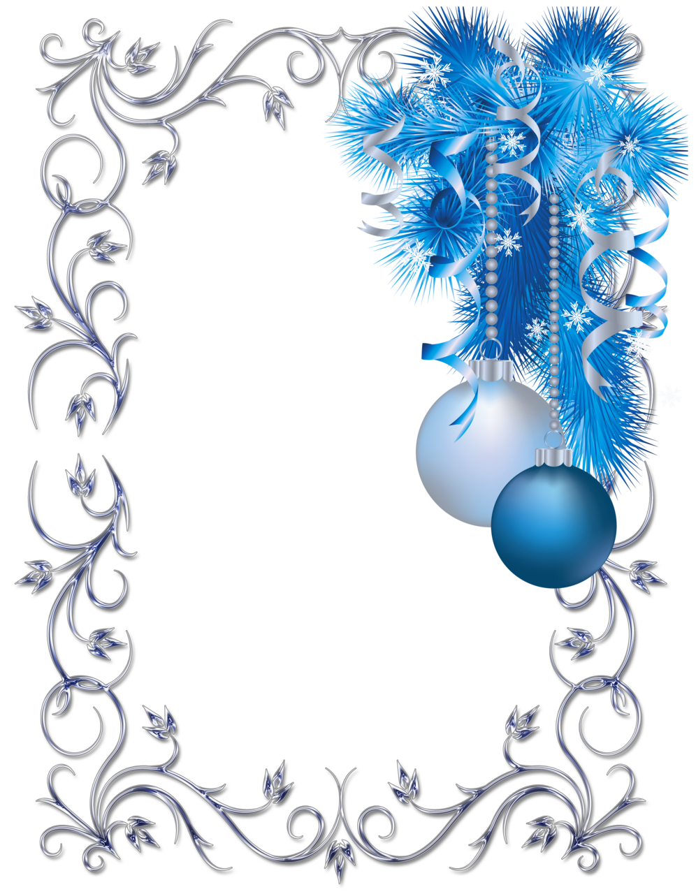 Christmas border large blue and white photo frame clipart