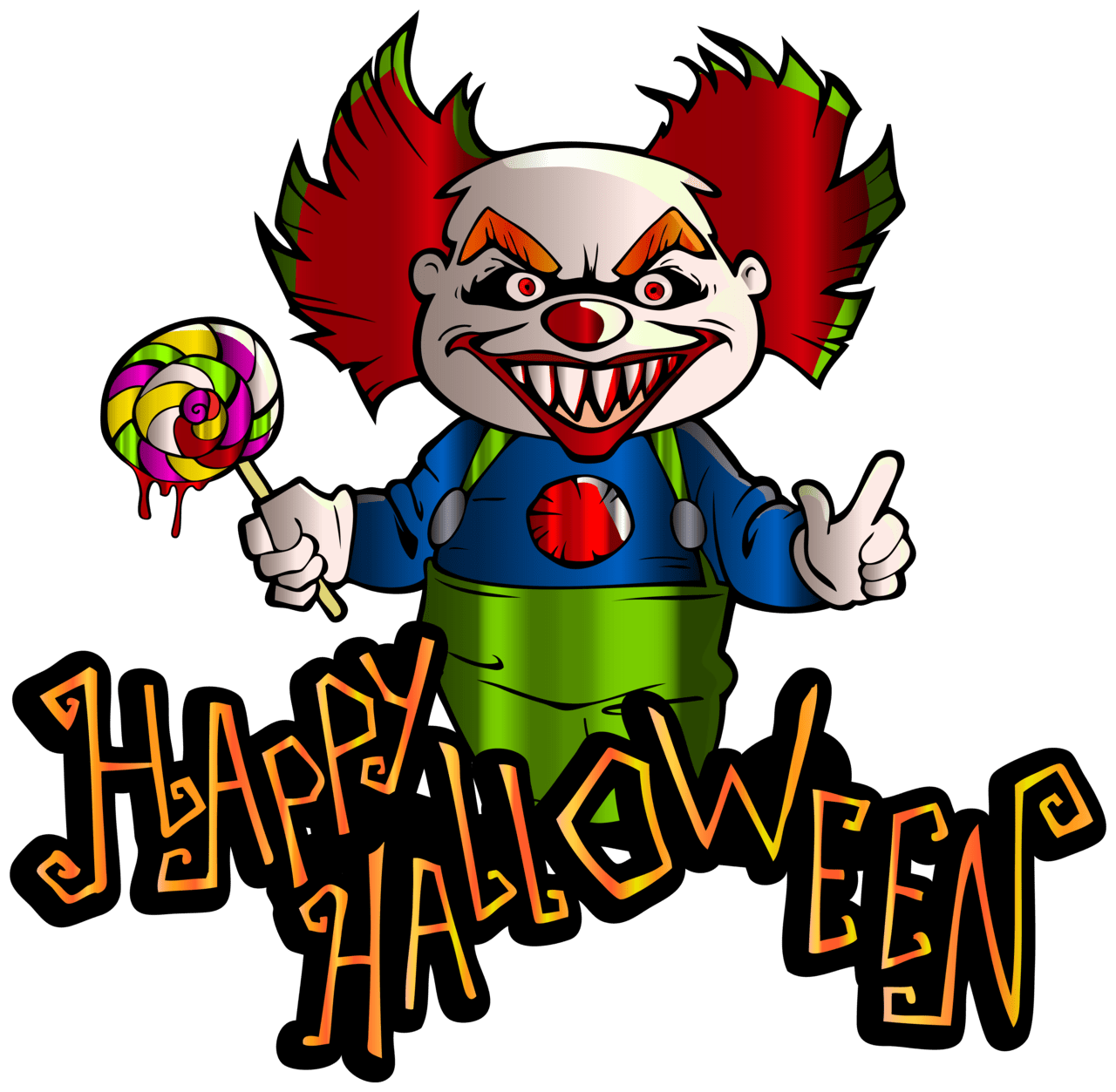Happy halloween with clown clipart image