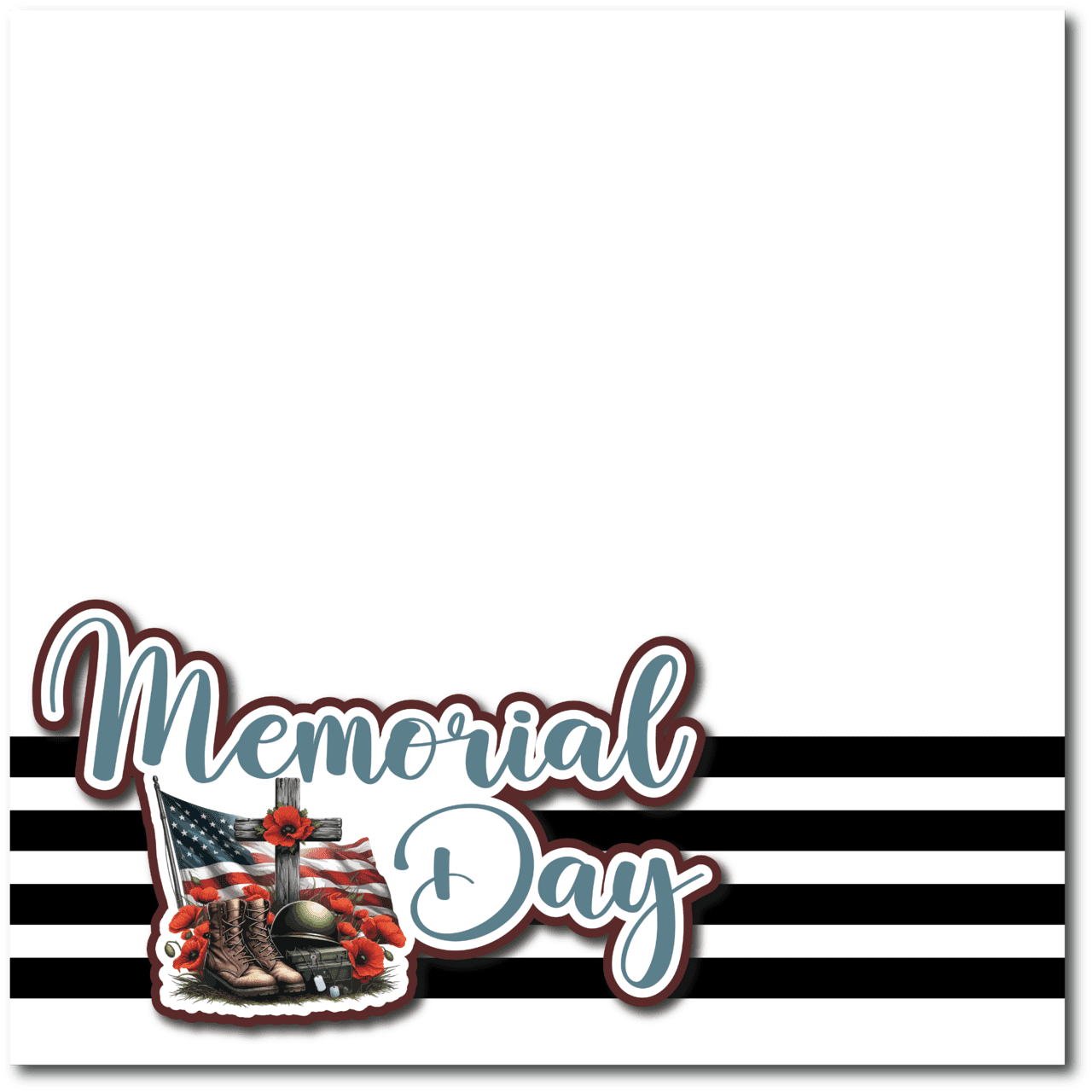 Memorial day pr ted premade scrapbook page layout clipart vector
