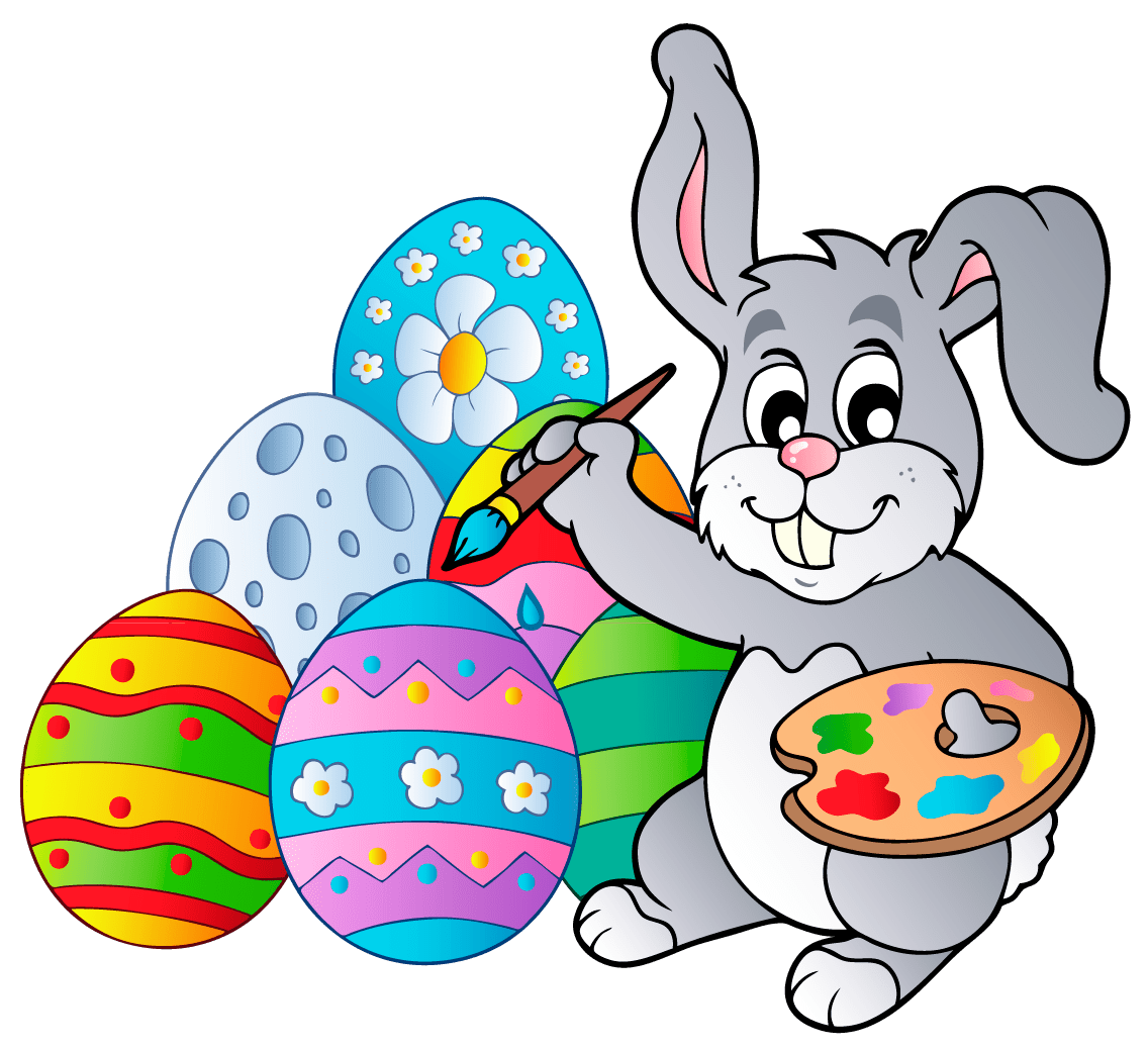 Rabbit easter bunny with eggs clipart picture