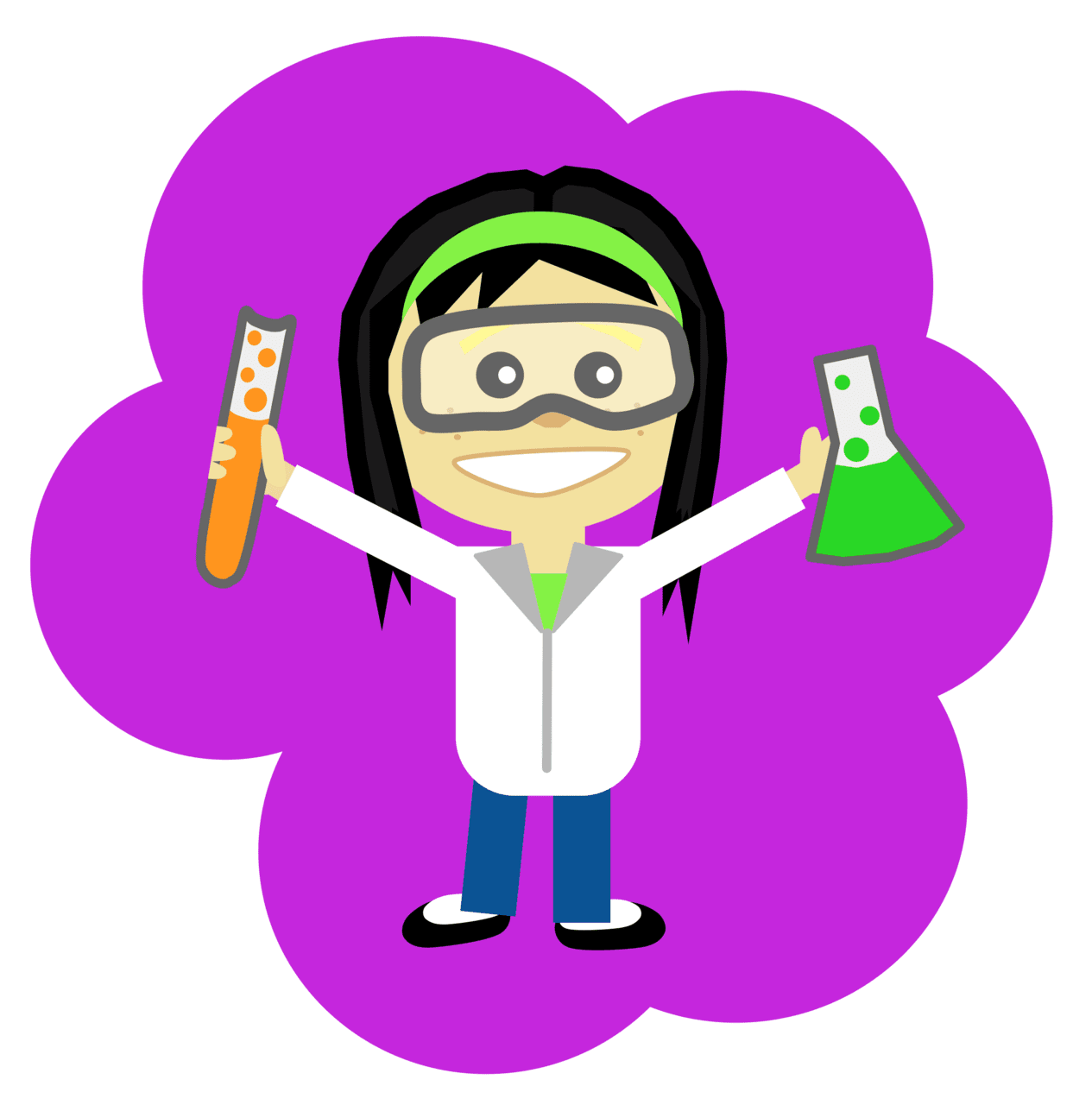 Science girl with black hair clipart logo