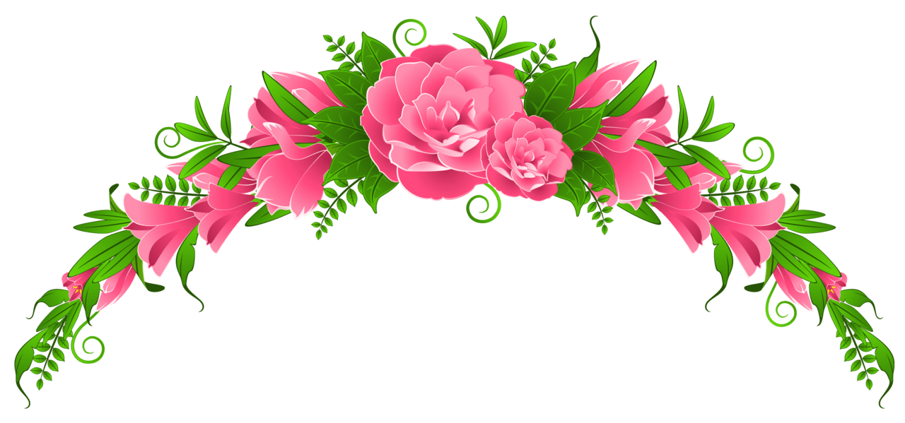 Floral pink flowers and roses element clipart photo