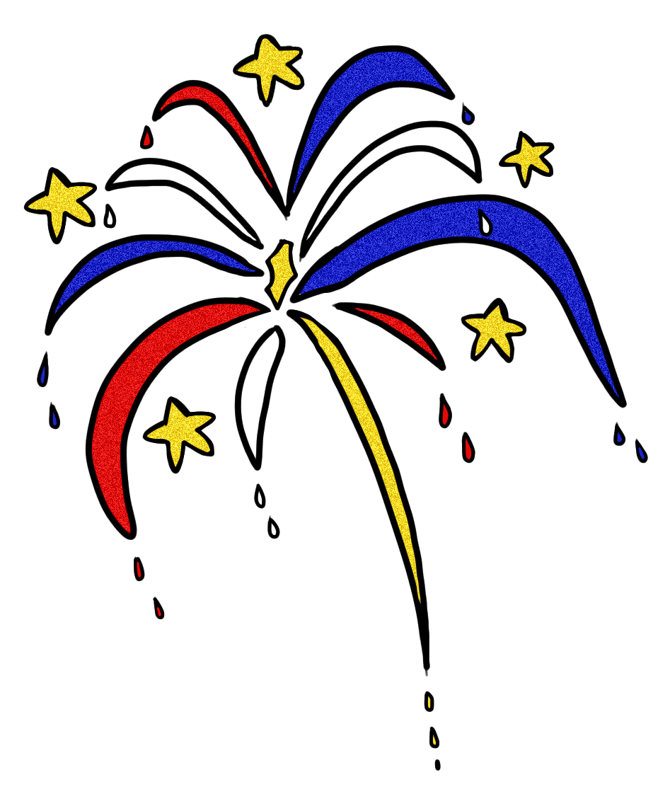 Red and blue fireworks cartoon clipart panda images