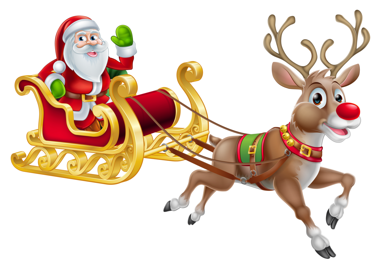 Reindeer transp ent christmas santa and sledge clip clipart background