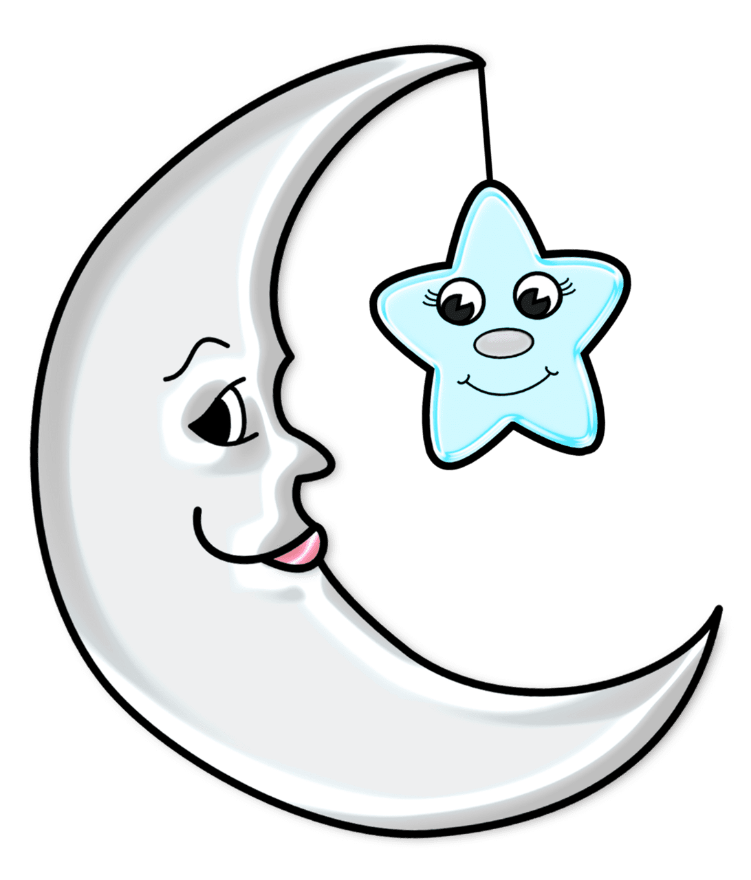 Cute moon with star picture clipart