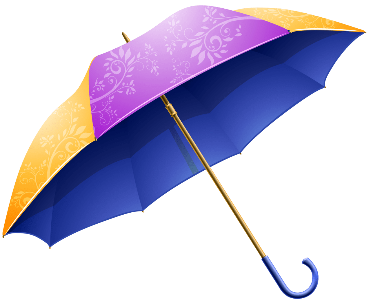 Purple yellow umbrella clipart image