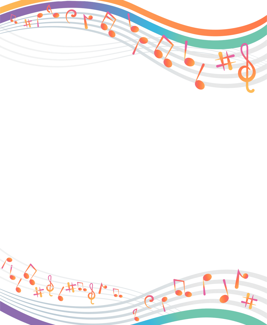 Music al borders and frames printables printablee clipart vector