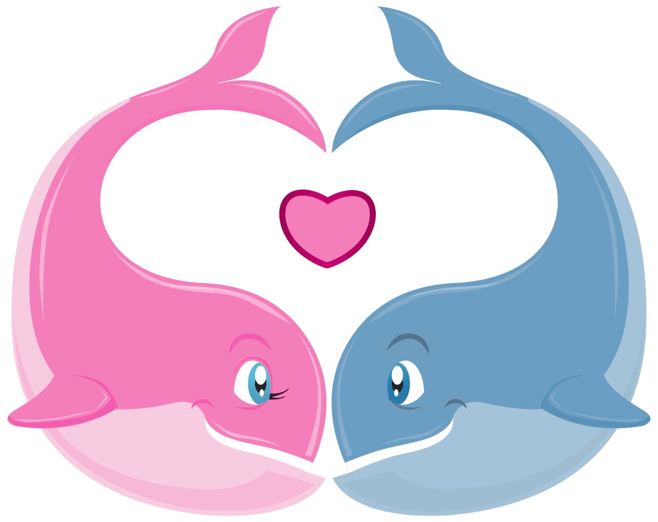 Dolphin valentine day whales couple clipart image