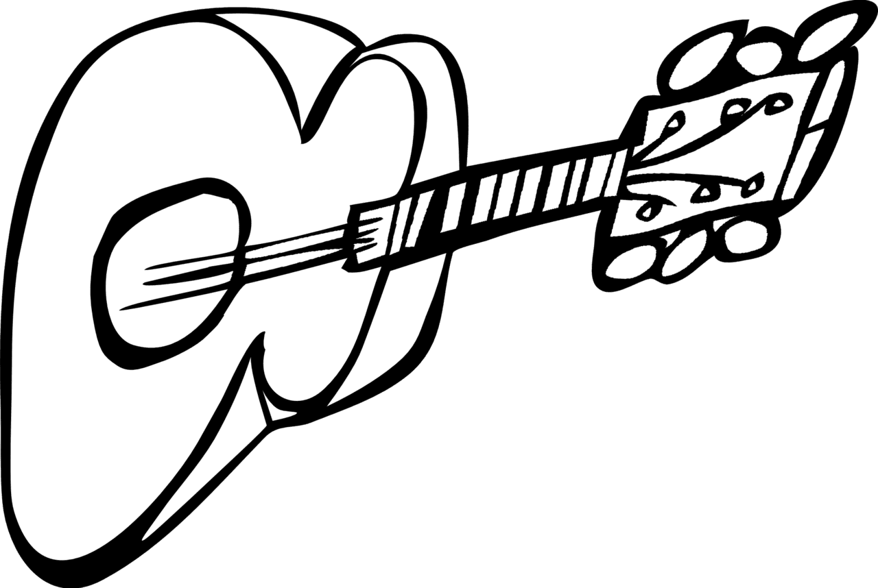 Guitar black white line art coloring sheet colouring page clipart best logo