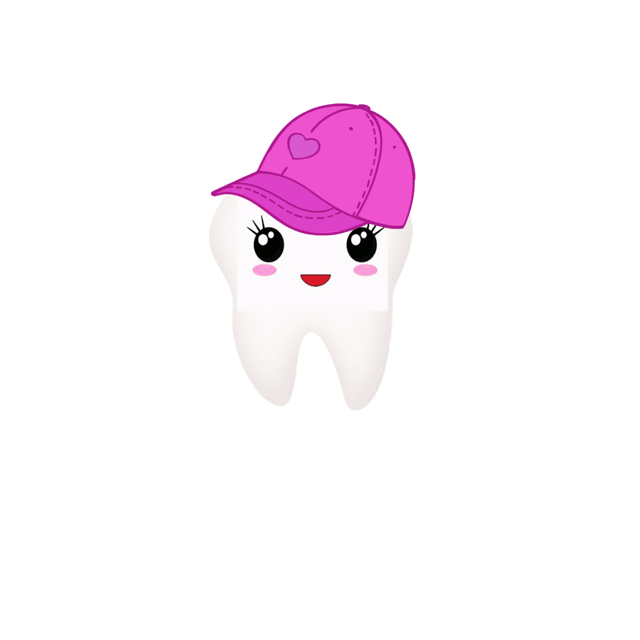 Cartoon tooth with pink hat clipart clip art