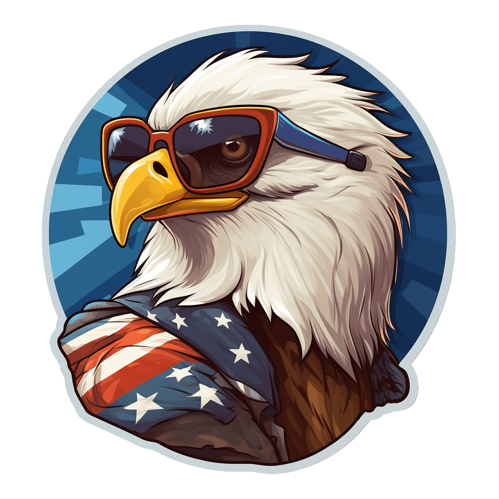 Patriotic aviator eagle vinyl sticker clipart image