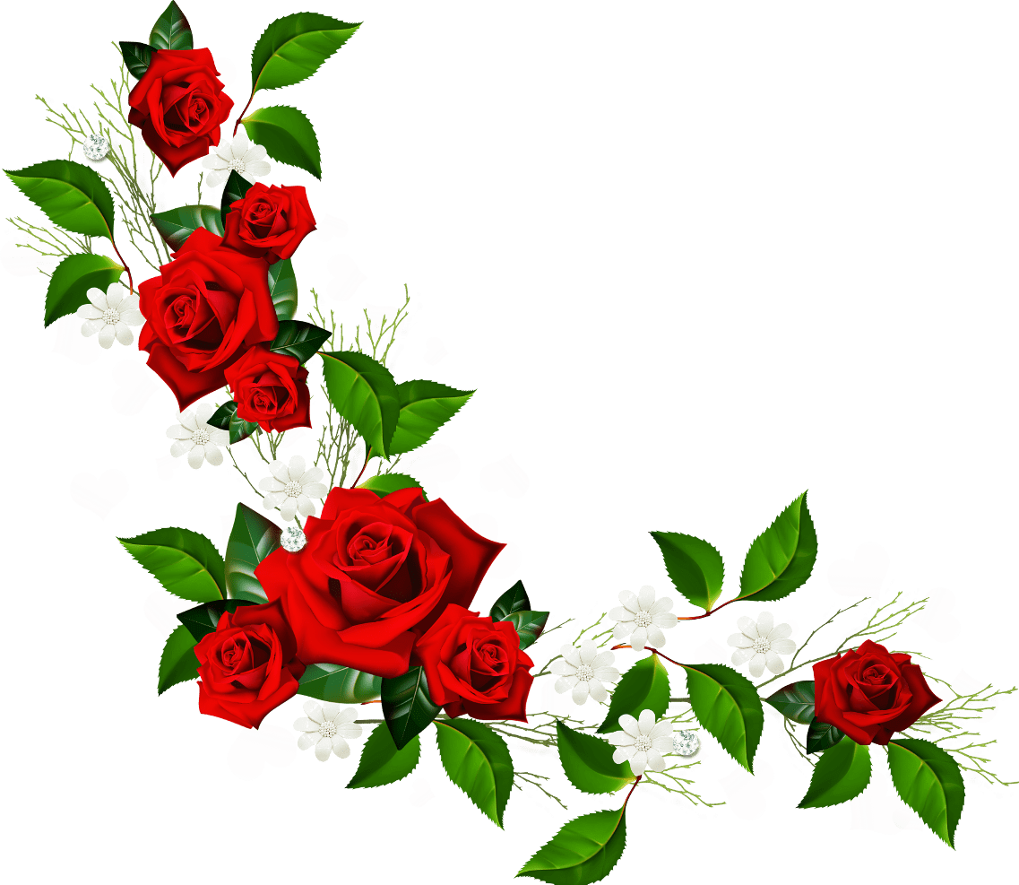 Floral decorative element with red roses white flowers and hearts diamonds clipart picture