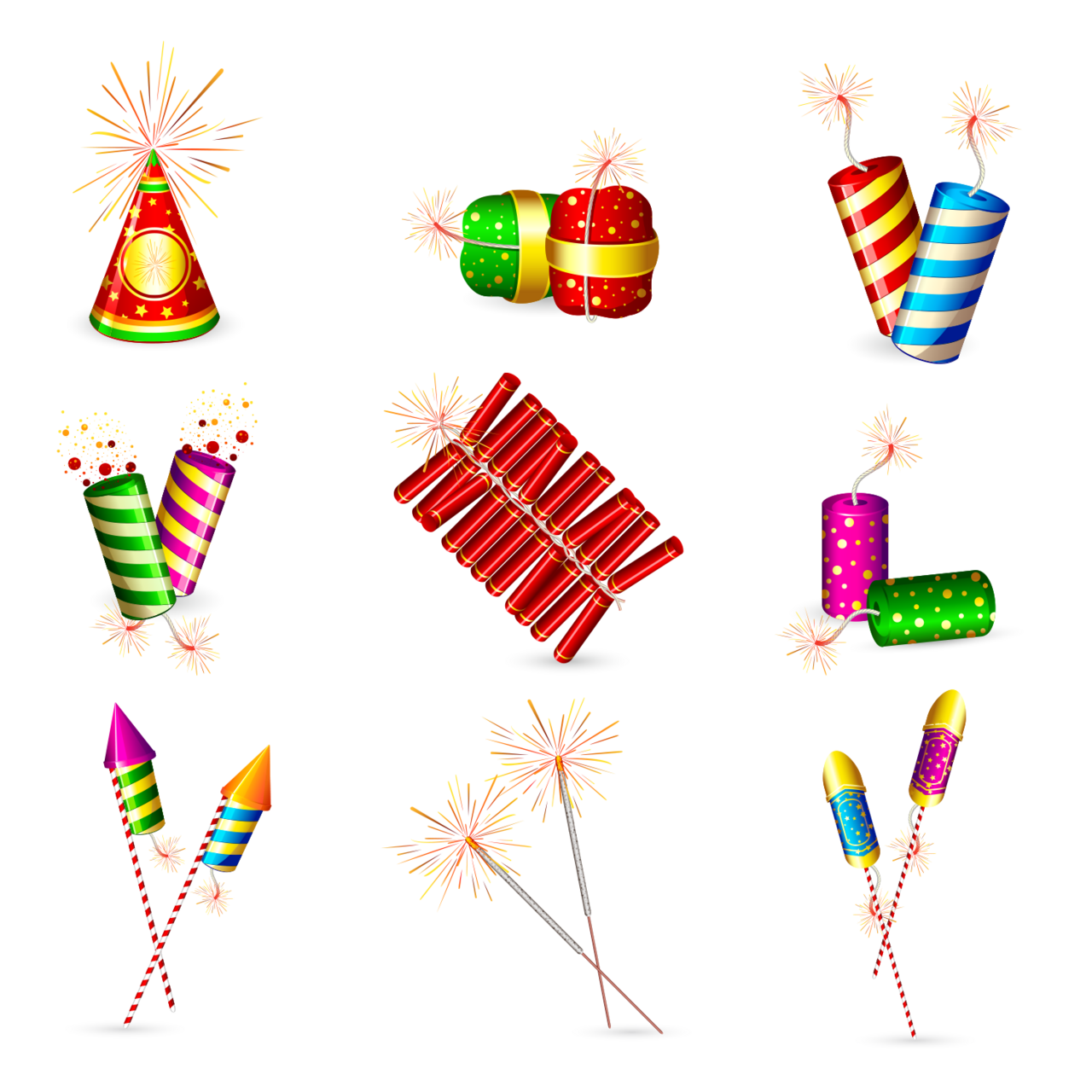 Festive firecrackers fireworks firecracker vector cartoon clipart