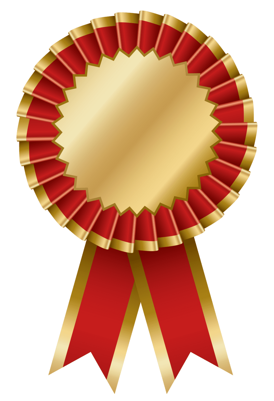 Congratulations red and gold rosette ribbon clipart transparent