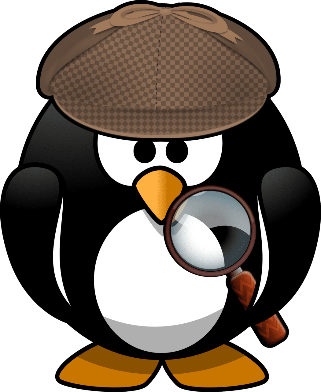 Magnifying glass sleuth penguin clipart free