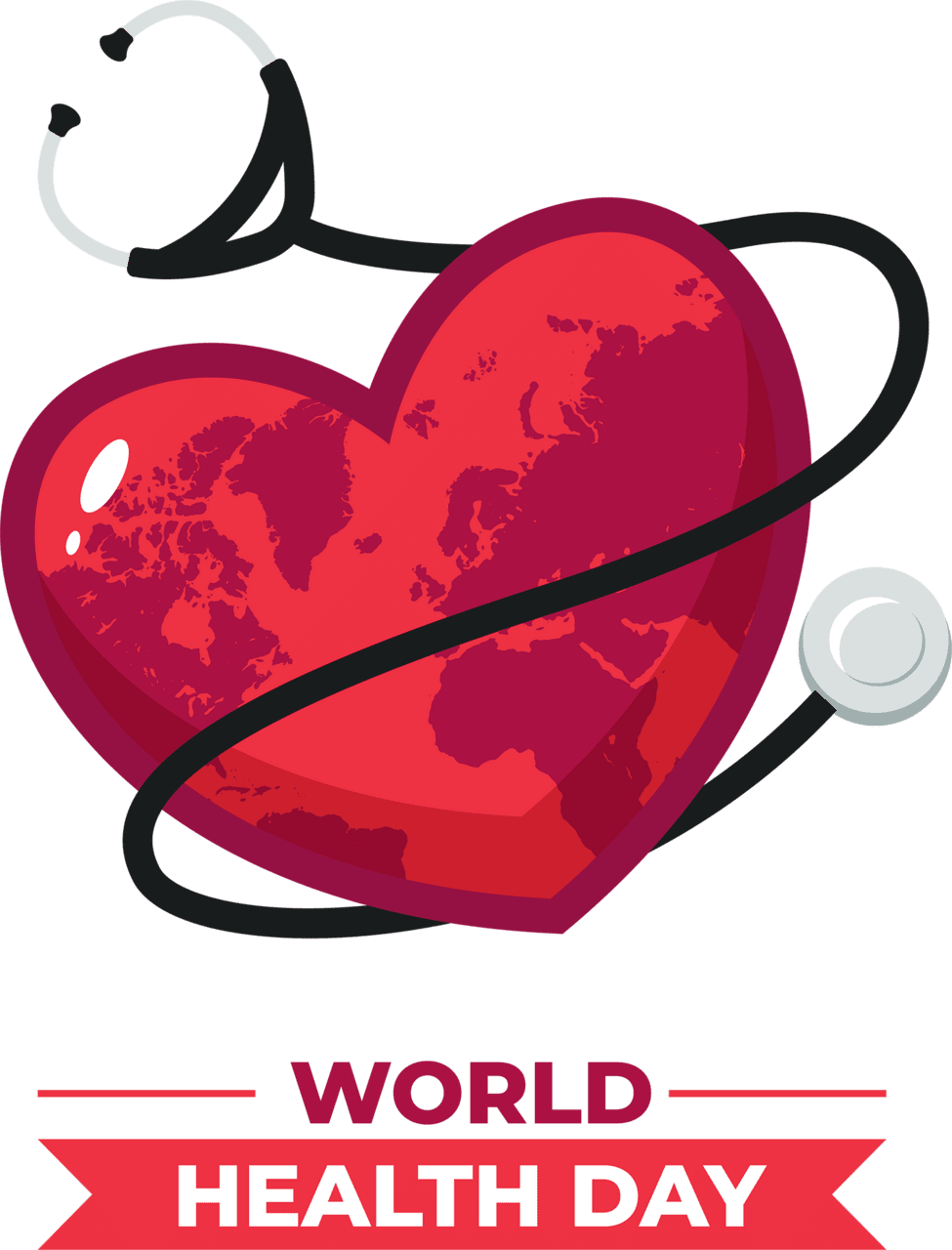 World health day with ribbon and stethoscope clipart free