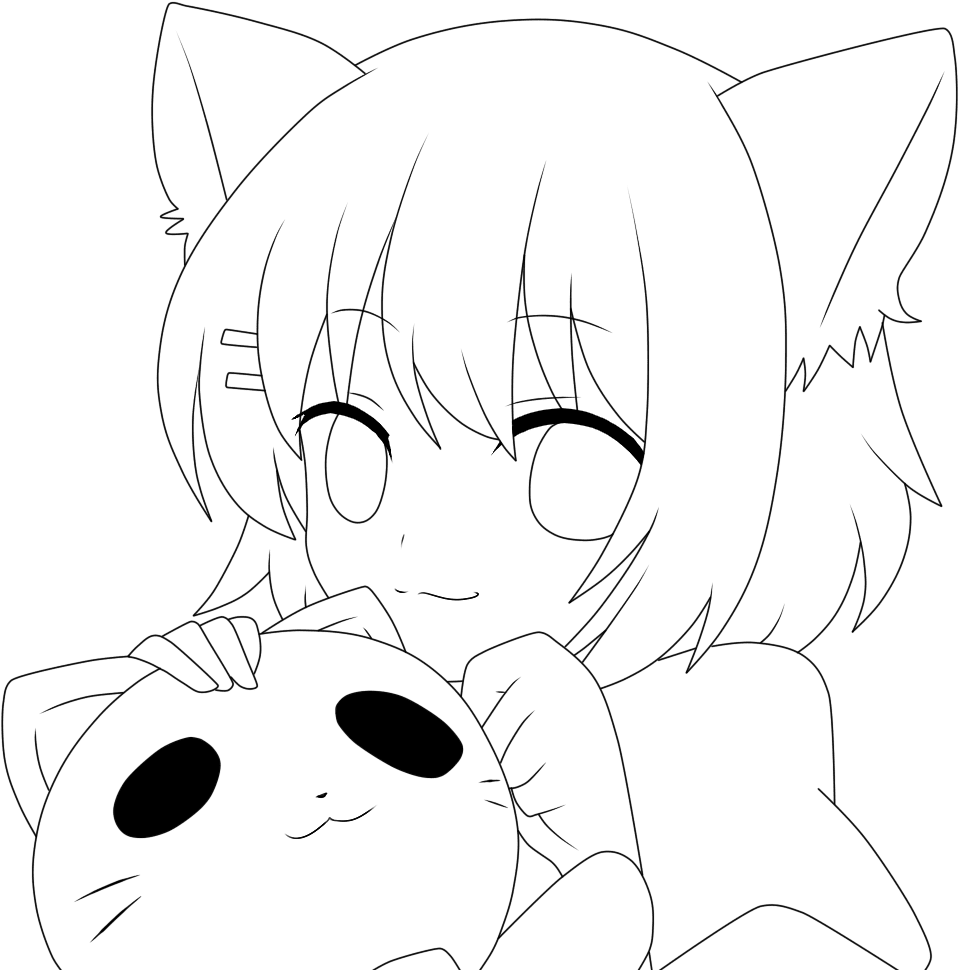 Ear clipart neko anime girl with cat draw large size image pi