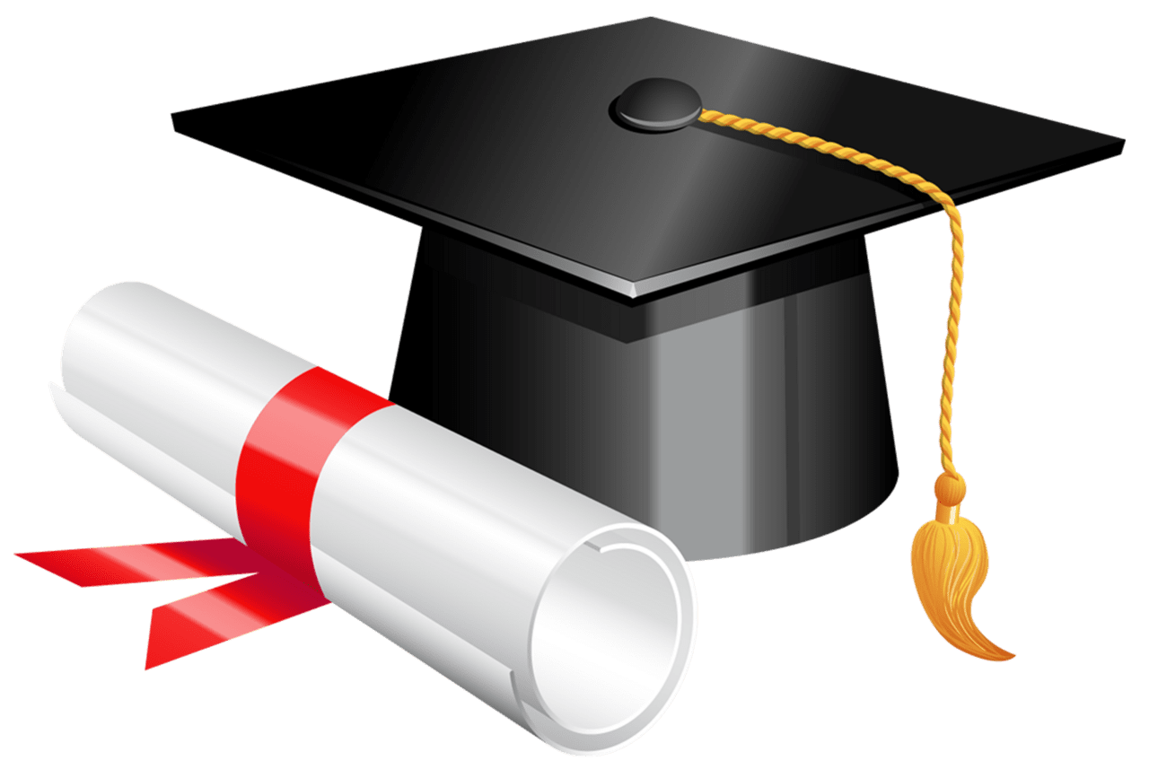 Graduation cap and diploma clipart picture