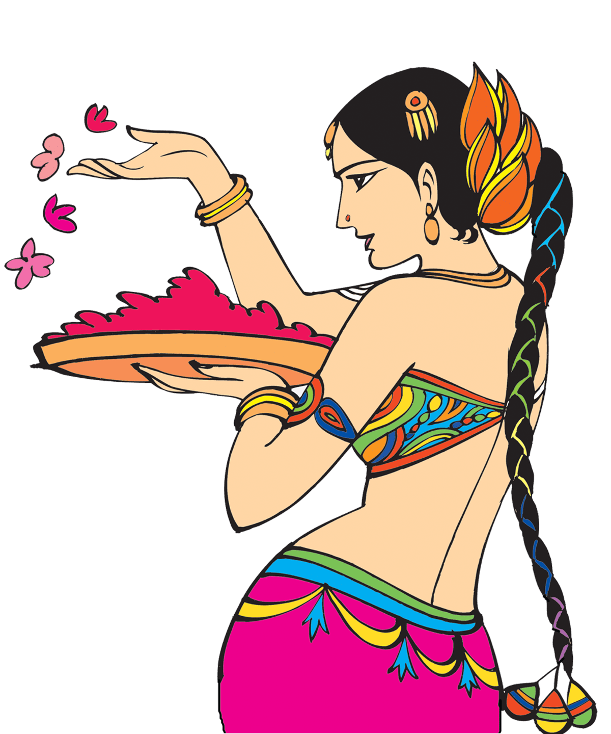 Hand wel girl clipart indian vector