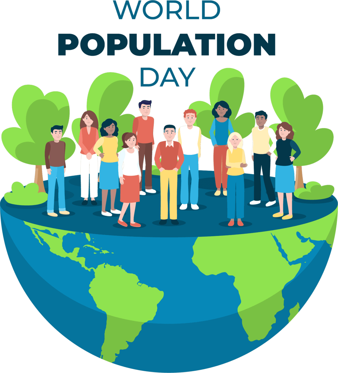 Globe population day clipart image