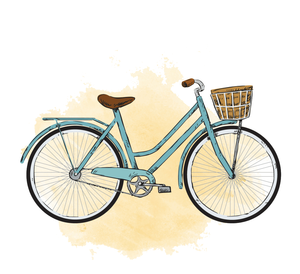 Bike city bicycle painting watercolor vintage clothing cartoon clipart logo