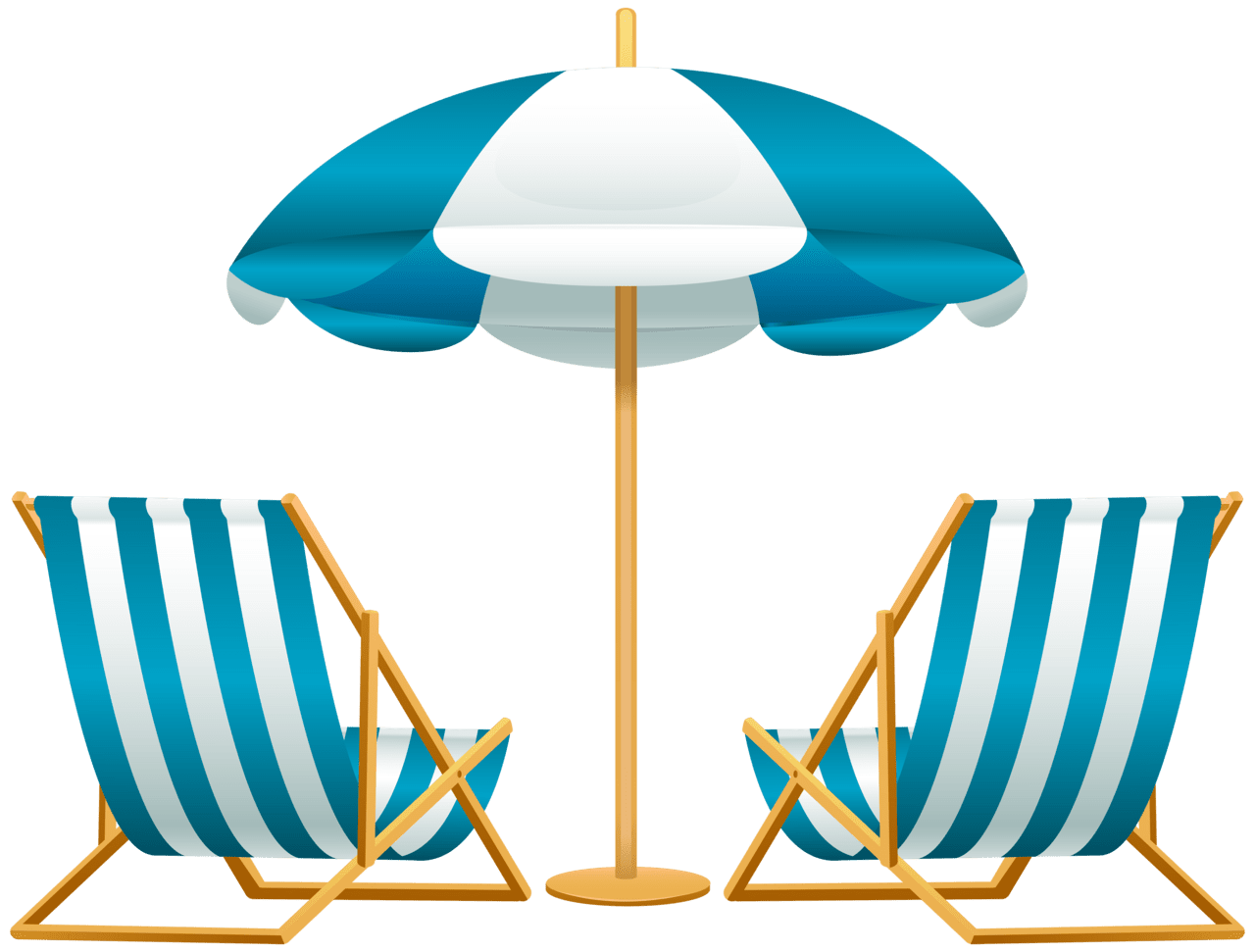 Beach umbrella with chairs clipart image