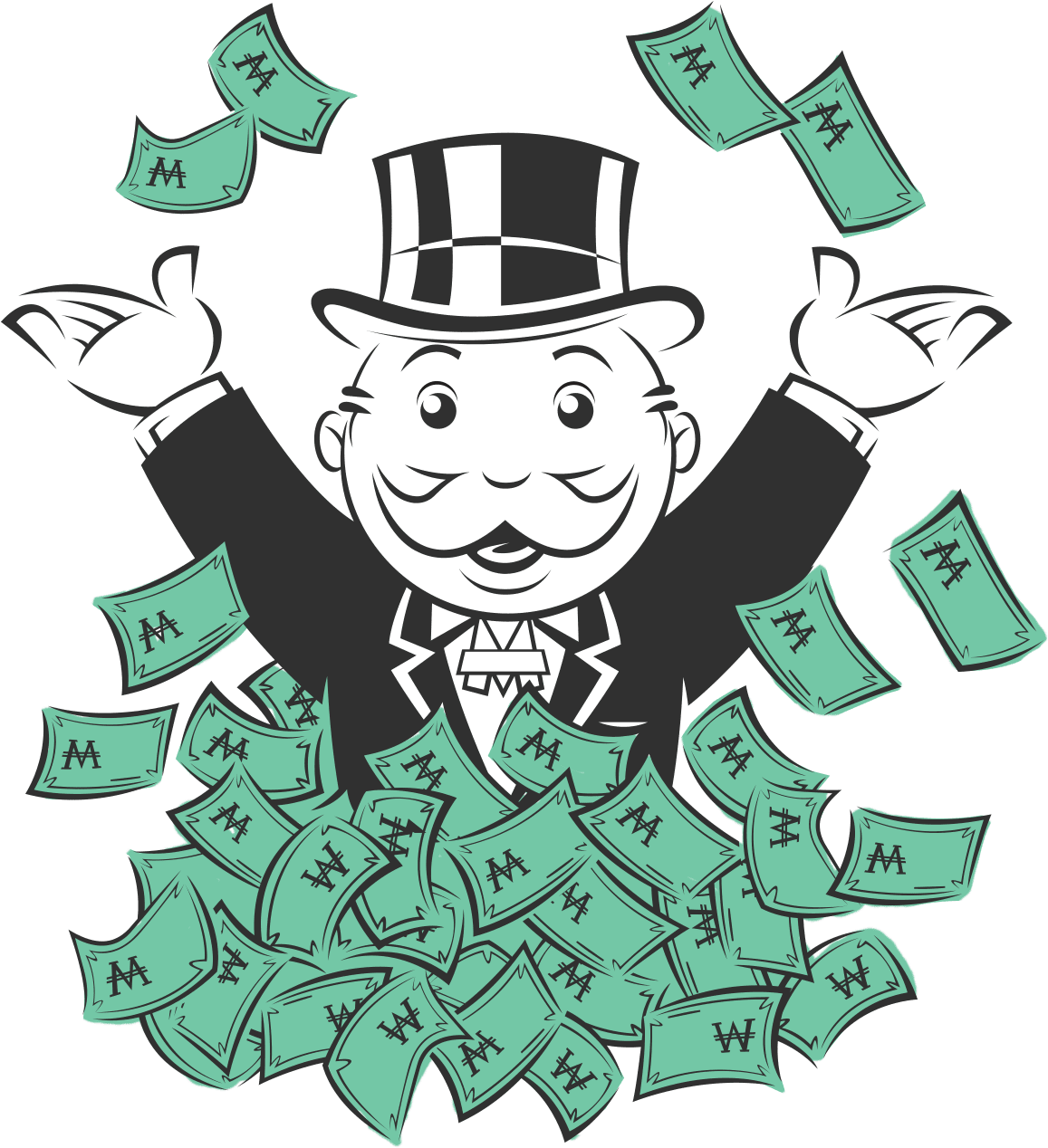 Cash monopoly man with money clipart photo