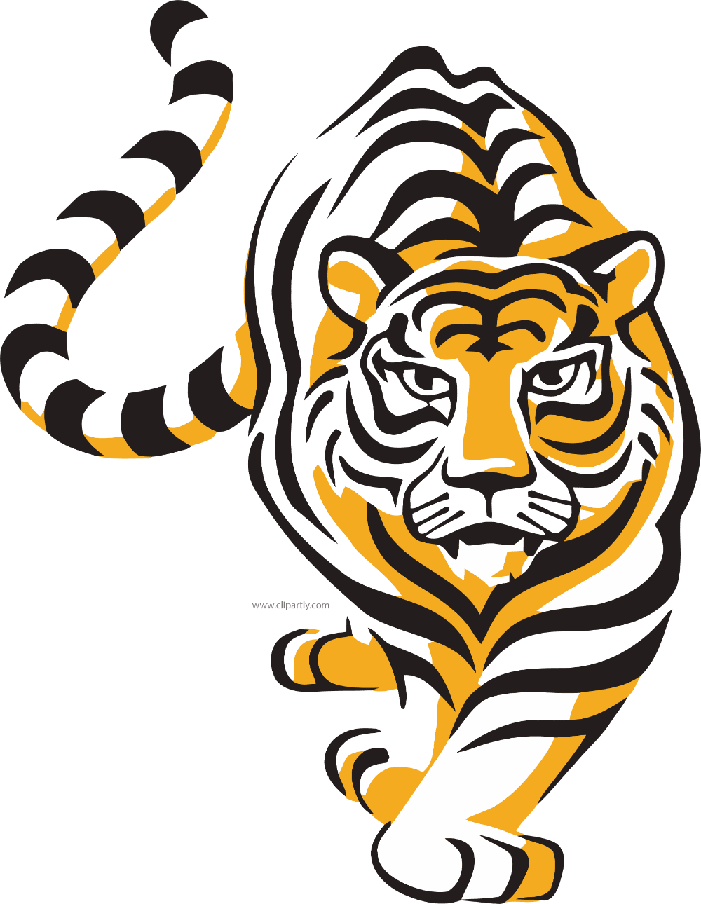 Walking wild tiger clipart clip logo