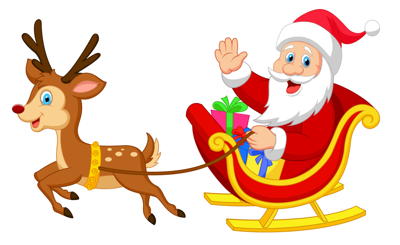 Deer santa with rudolph clipart photo