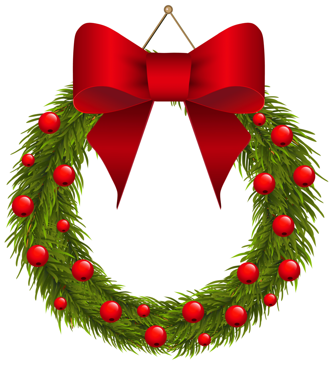 Christmas wreath with red bow clipart picture