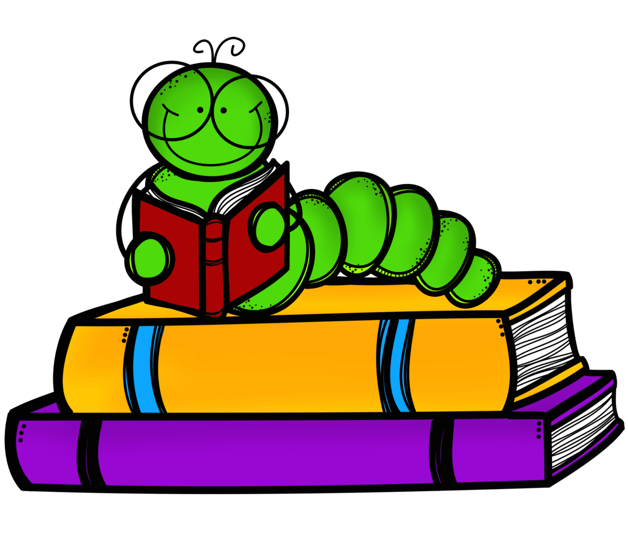 April stack of books and worm with to clipart picture