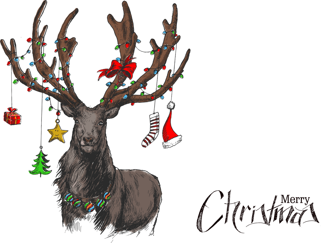 Reindeer christmas oranges clipart image