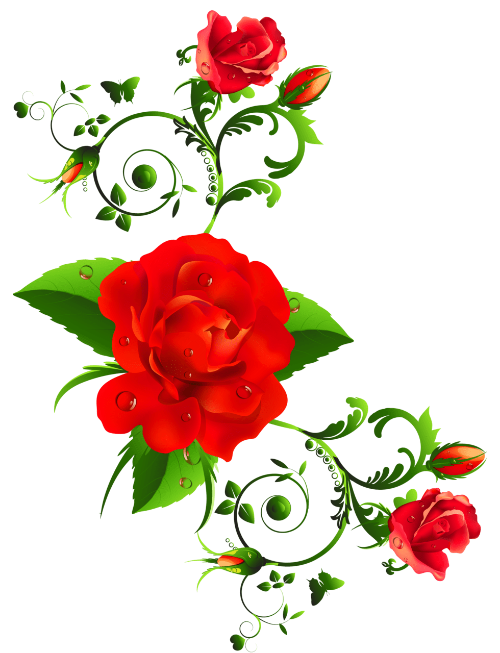 Floral red roses decor clipart clip art