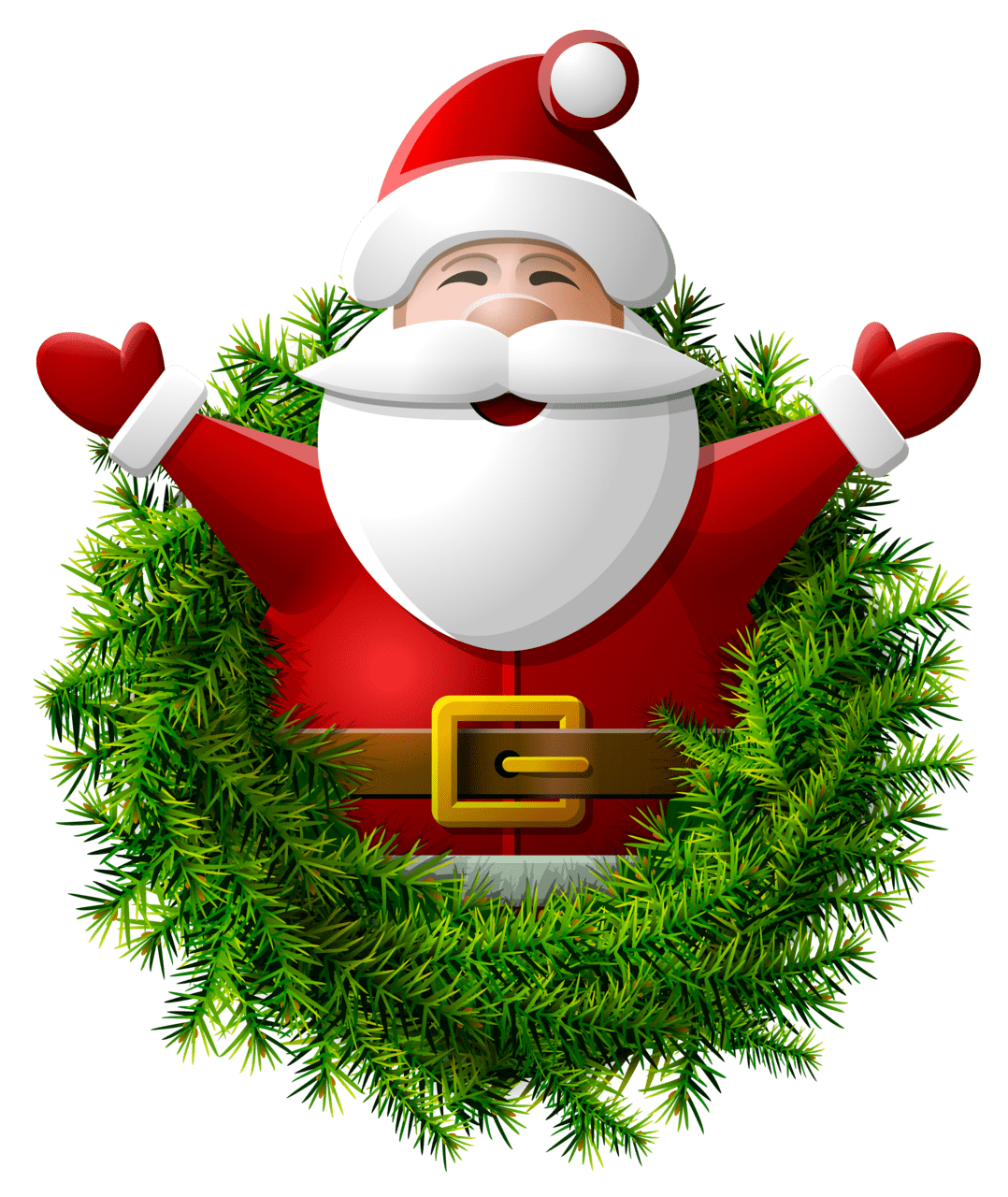 Holiday santa claus wreath clipart image