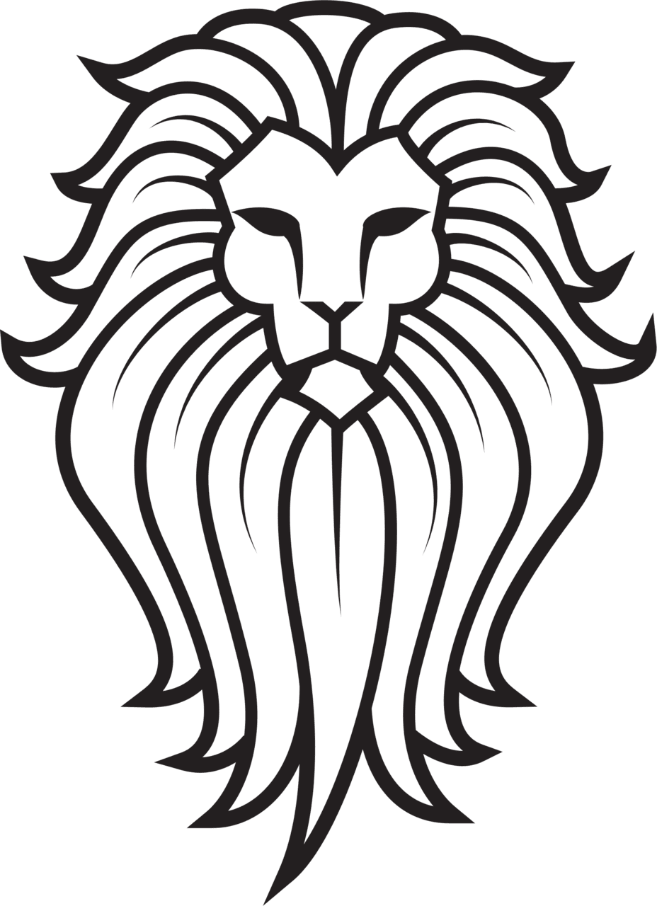 Large lion face tattoo stic clipart logo