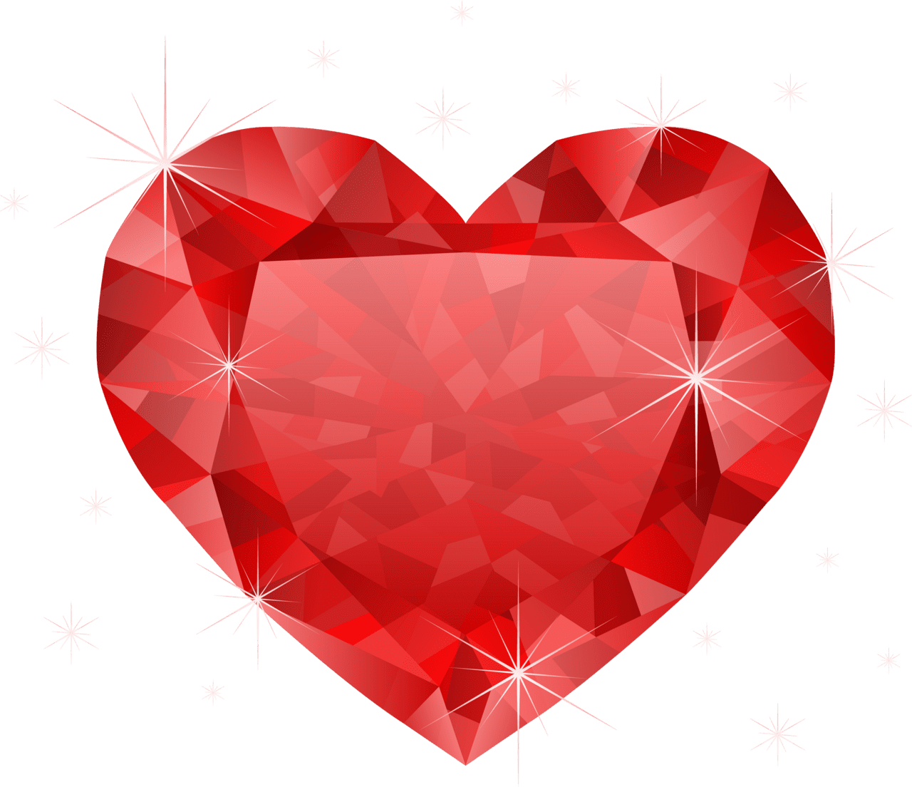 Large diamond red heart clipart image