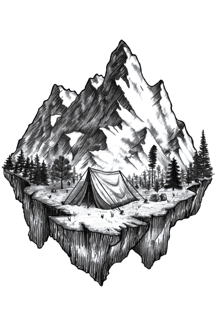 Mountain tattoo design by deniskom drawing clipart image