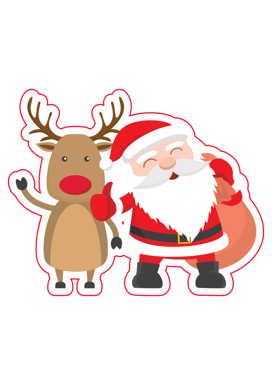 Reindeer papai noel rena fofinha pr ent de natal imagem sem fundo contorno bolo clipart