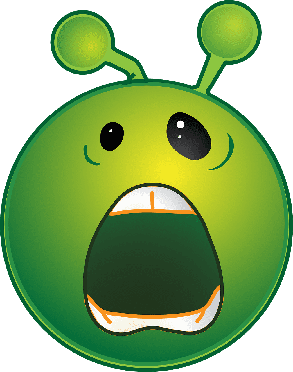 Alien green smiley vector graphic clipart