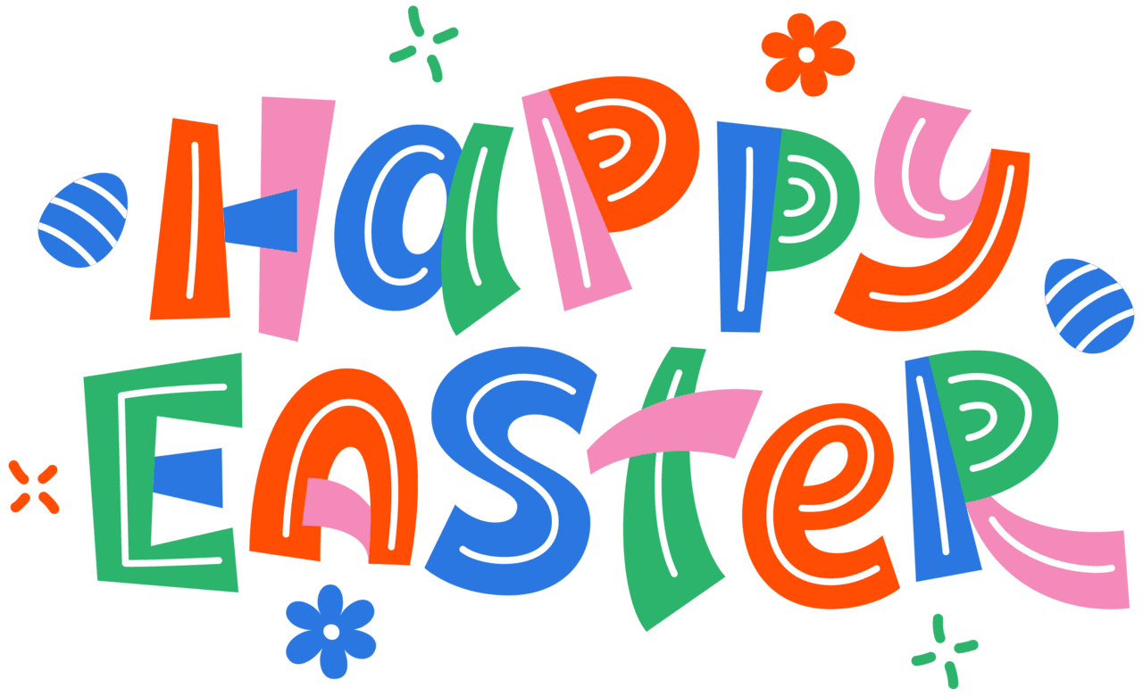 Letter happy easter with eggs and stars clipart image