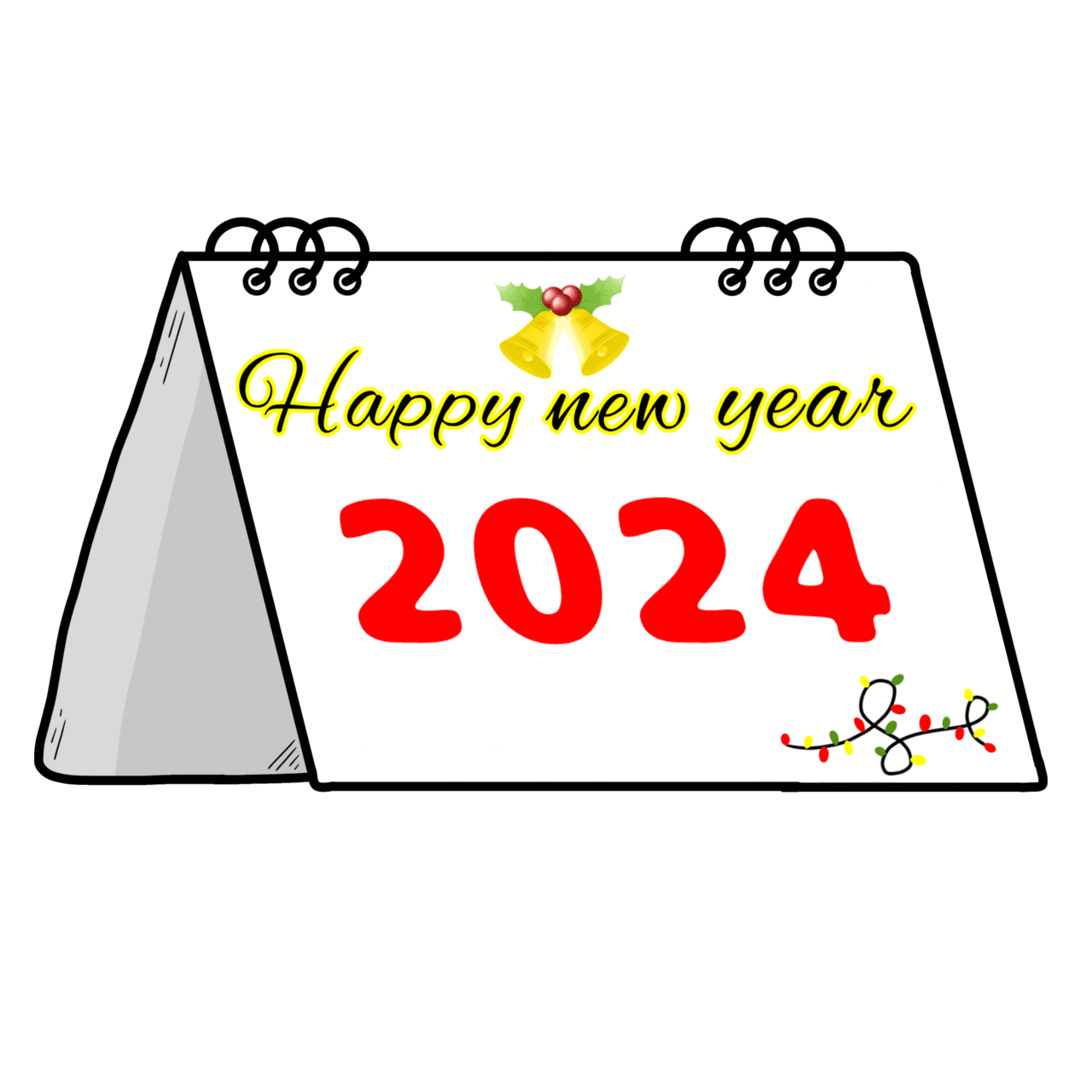 Happy new year 2024 calendar clipart logo